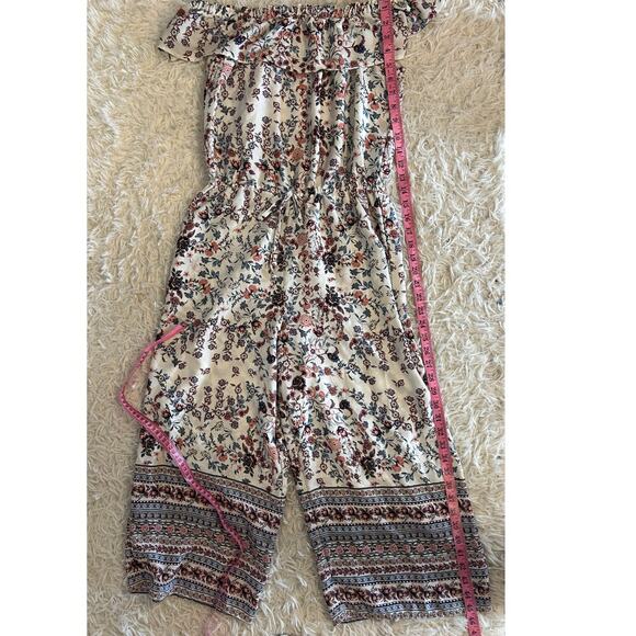 Bebop Women's Size L White Multicolor Floral Off the Shoulder Jumpsuit #0330 - Picture 11 of 16
